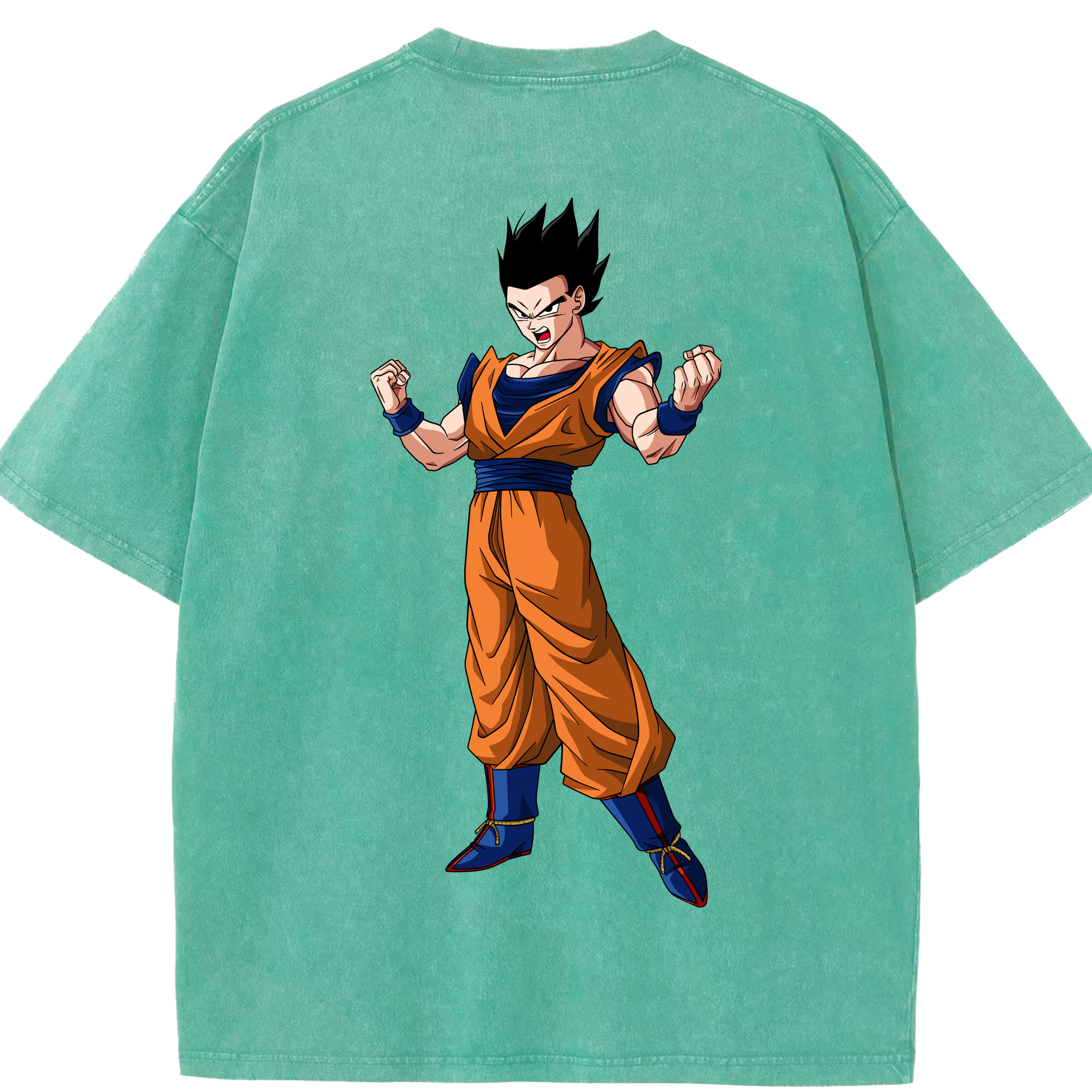 （画像用） ドラゴンボール 孫 悟飯（そんごはん）DRAGON BALL Son Gohan 綿100% ヴィンテージ風 半袖Tシャツ（背面プリント）